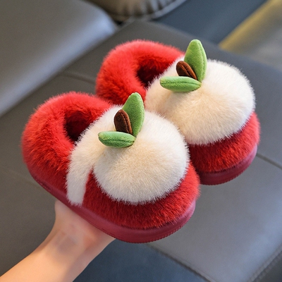 儿童棉拖鞋冬季女童男童毛绒宝宝棉鞋防滑包跟家居鞋棉拖软底室内