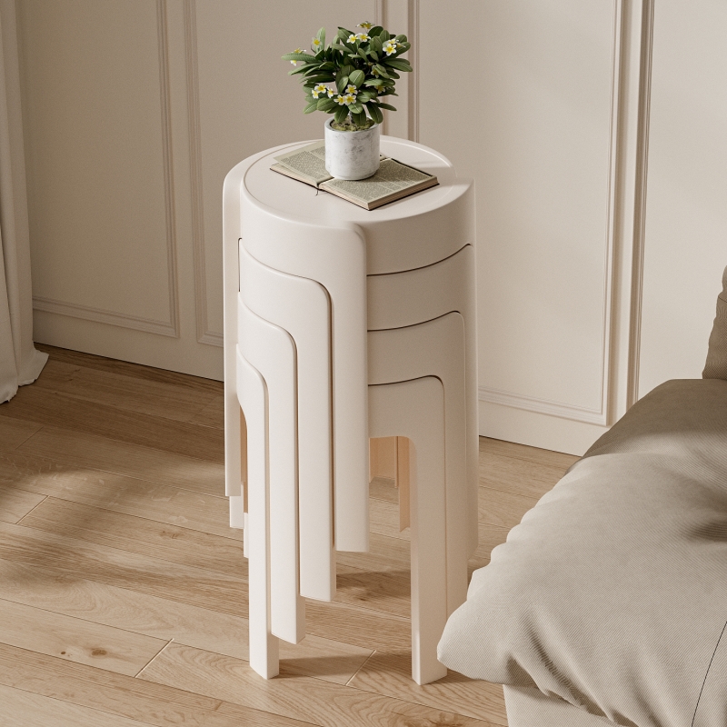 家用凳子加厚塑料可叠放摞叠餐桌板凳风车凳高圆凳胶凳子简约椅子