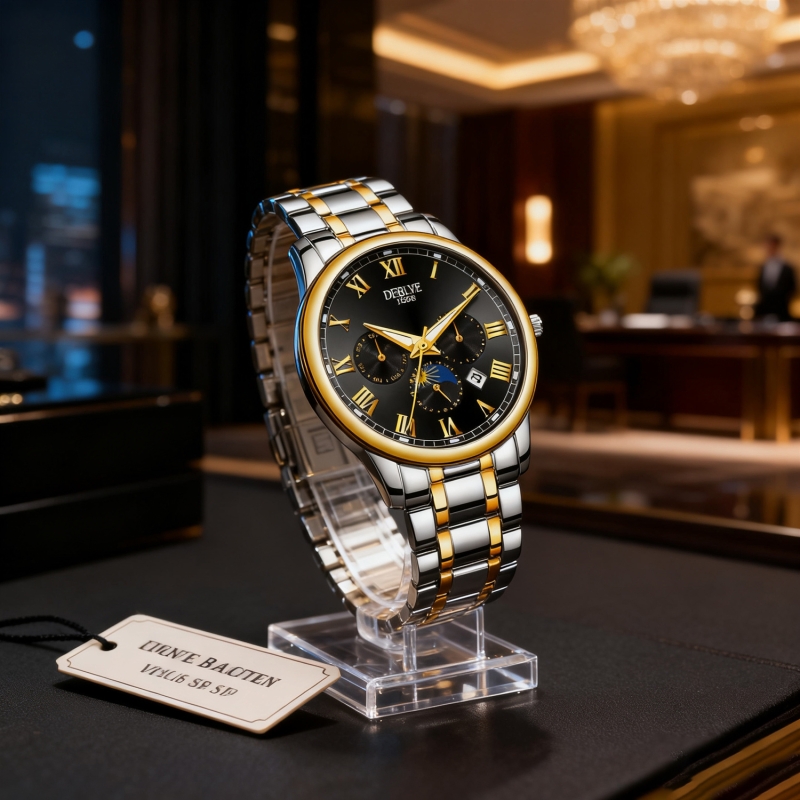 手表男款机械风全自动防水高级感全自动男表数字双日历防水腕表男