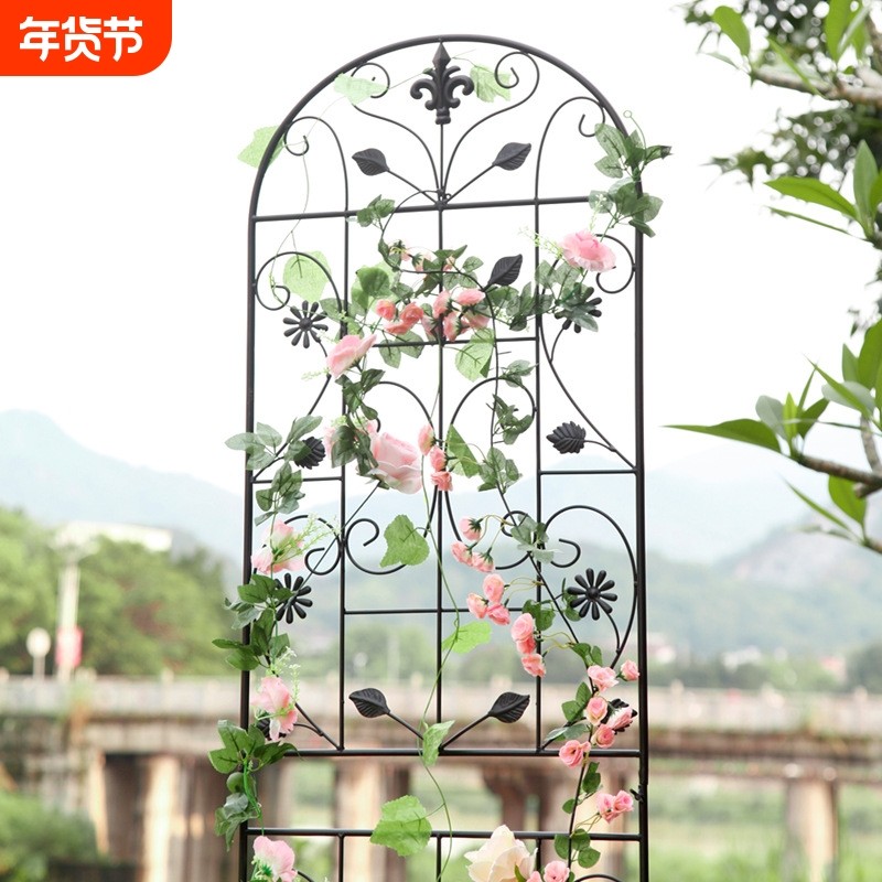 新款铁线莲月季爬藤架子花园栅栏花架蔷薇户外庭院铁艺栅栏花支架