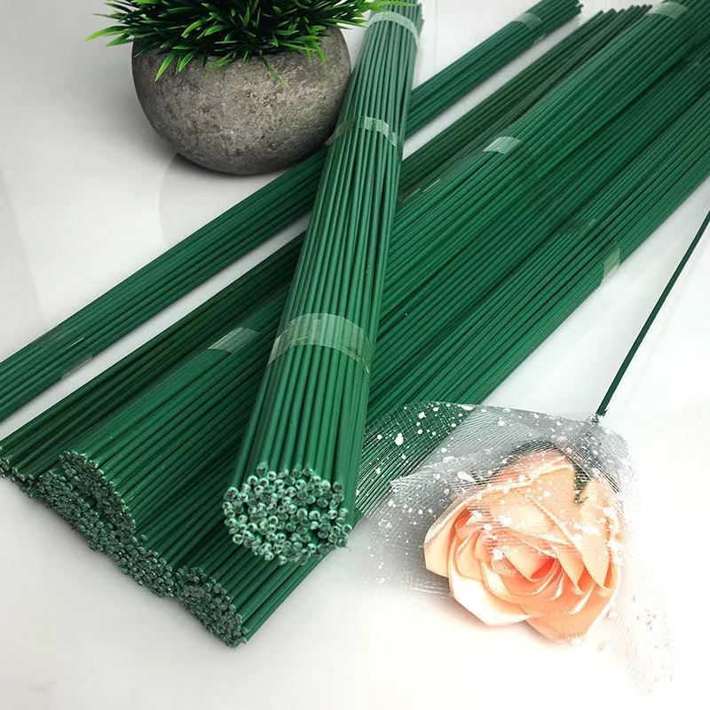 丝网花材料diy假花绿铁丝2号花枝胶包手工玫瑰花钩织花杆花艺钩针