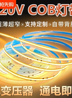 超薄裸板自粘cob灯带220v免驱动线性灯高压自粘客厅吊顶led线形灯