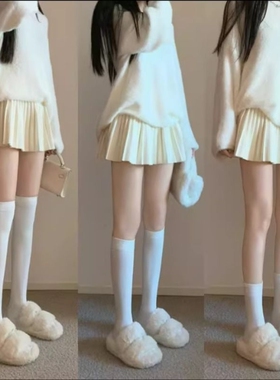 过膝瘦腿高筒黑色长筒袜女春夏秋2026新款韩版jk袜子白色年货节