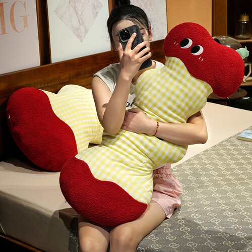 苹果长条抱枕床上女生陪睡夹腿毛绒玩具可拆洗超软可爱大娃娃