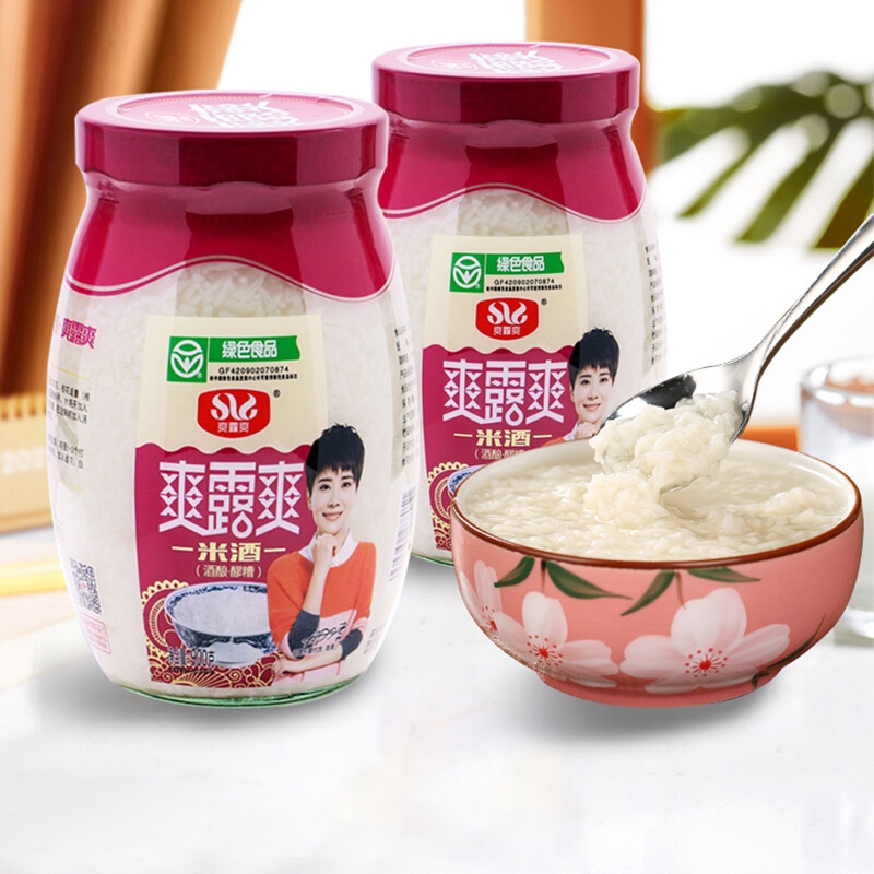 爽露爽佬米酒醪糟酒酿绿色食品糯米甜酒酿圆子900g月子米酒瓶装