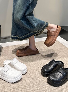 夏季新款EVA厚底增高外穿女款勃肯鞋包头半拖鞋平底凉拖鞋子包邮