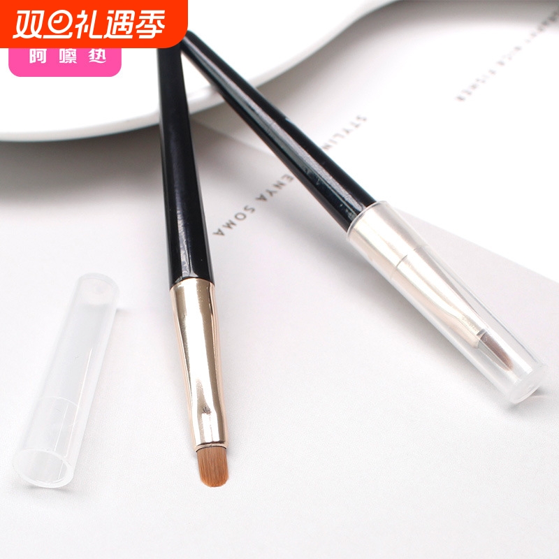 唇刷C1pf0-迷你便携式带盖口红刷女初学者化妆刷自然勾勒唇型随