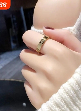 卡洛赫钉子戒指男女18K经典款玫瑰金love满天星情侣对戒指环订婚