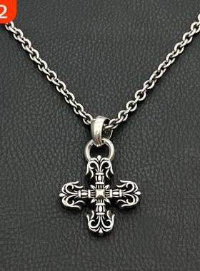 ODEK高级复古方块火焰十字架项链vintage吊坠男士重工经典潮牌