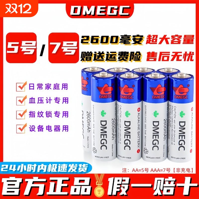 DMEGC 5号电池2600毫安 适用于小米德施曼凯迪仕指纹智能密码电子门锁专用电池7号AAA鱼跃电子血压计原装 LR6