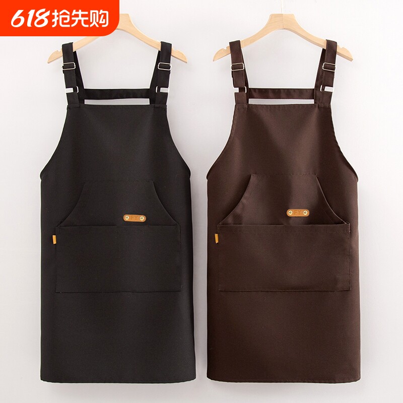 餐饮做饭帆布围裙厨房专用家用女士食品围裙防水防油围腰奶茶店女