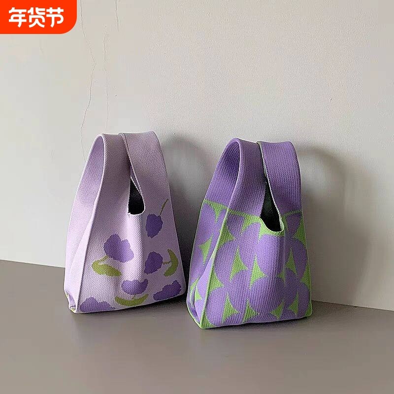 小包手提袋子外出小拎包手包女小包手拿时尚手拿包外出针织包