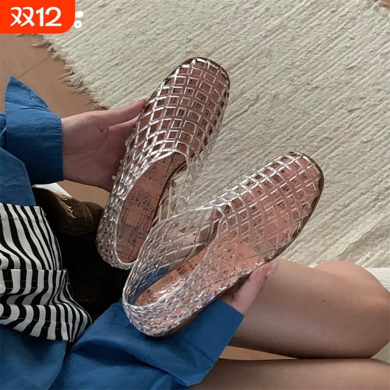 细细条包头镂空时尚单鞋女