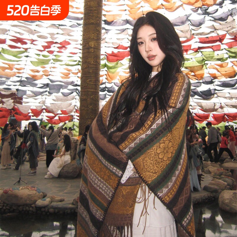 2026新款民族风黄色旅游披肩女外搭氛围感川西云南拍照披风斗篷