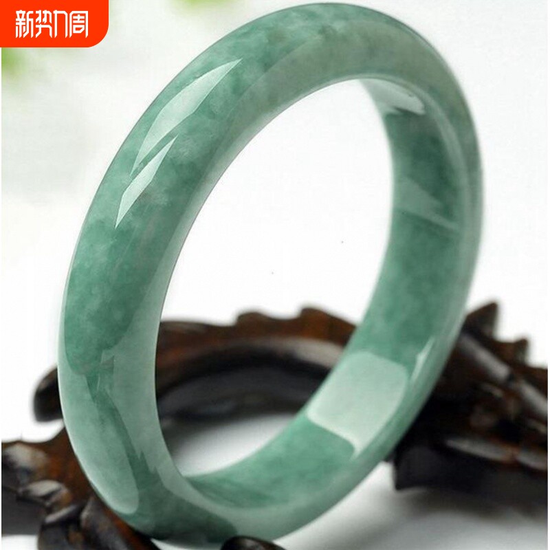 正品翠色旺夫真玉石手镯女贵州翠浅绿飘花镯子学生妈妈节生日礼品