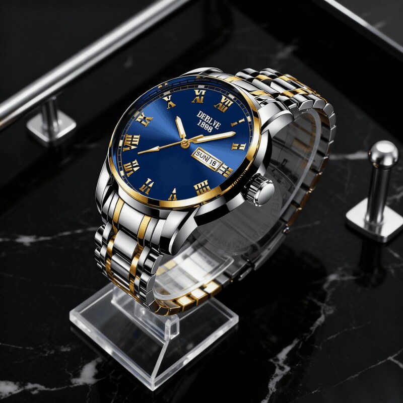 手表男款机械风全自动防水高级感全自动男表数字双日历防水腕表男