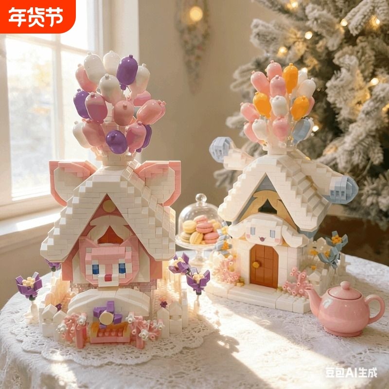 兼容乐高玲娜贝儿迪士尼气球屋积木草莓熊玉桂狗拼装玩具女生礼物