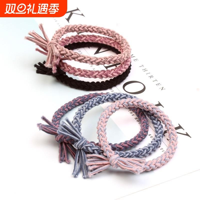 韩版时尚发绳高马尾发圈手工编织麻花头绳高弹力扎头发皮筋发饰