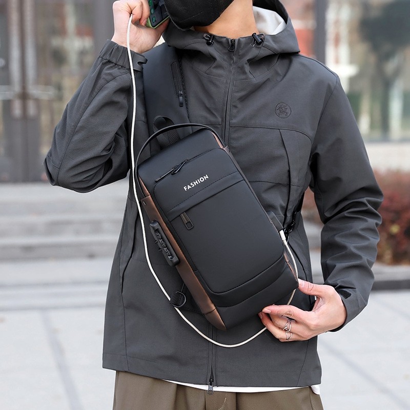 男士胸包斜挎包单肩包休闲运动腰包小背包多功能斜挎男包