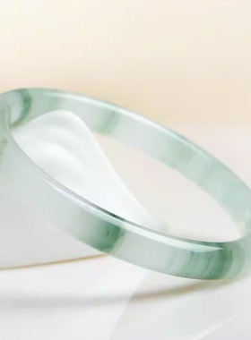 新疆天山翠高冰手镯半山半水天山翠镯子女冰种飘花细圆条玉镯古风