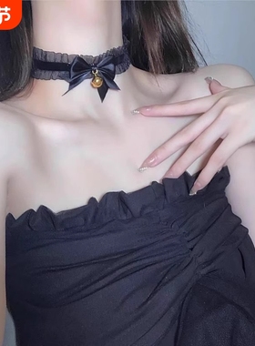 发饰甜酷猫女女仆白色蝴蝶结项链