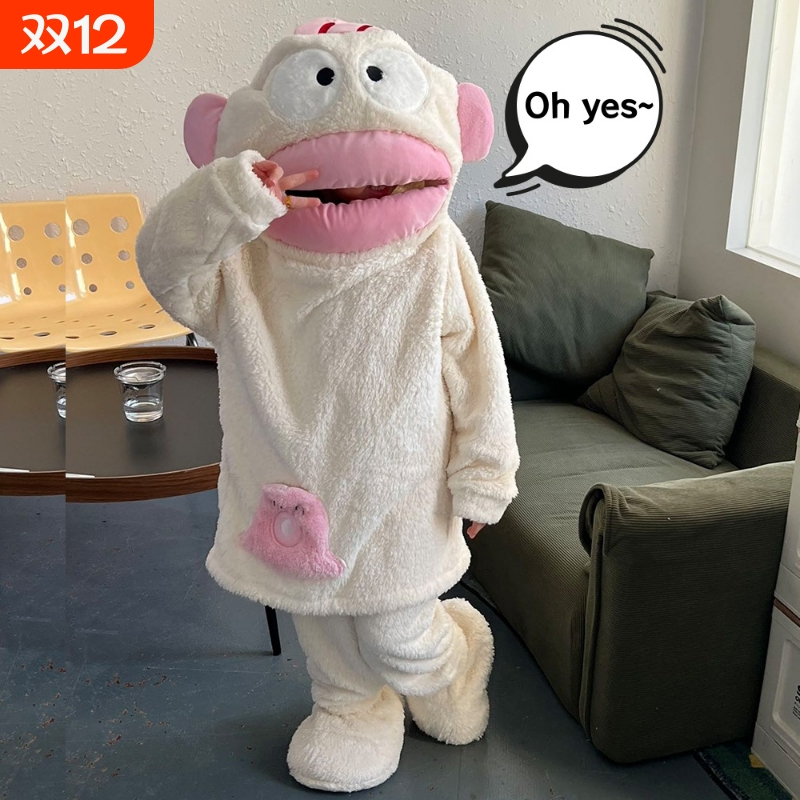 丑鱼卡通珊瑚绒秋冬加厚童家居服