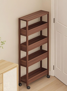 门后超薄置物架带轮可移动收纳架浴室夹缝多层储物神器落地黑色