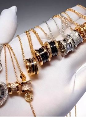 陶瓷项链女金玫瑰金弹簧小红人慈善款大小蛮腰轻奢锁骨链