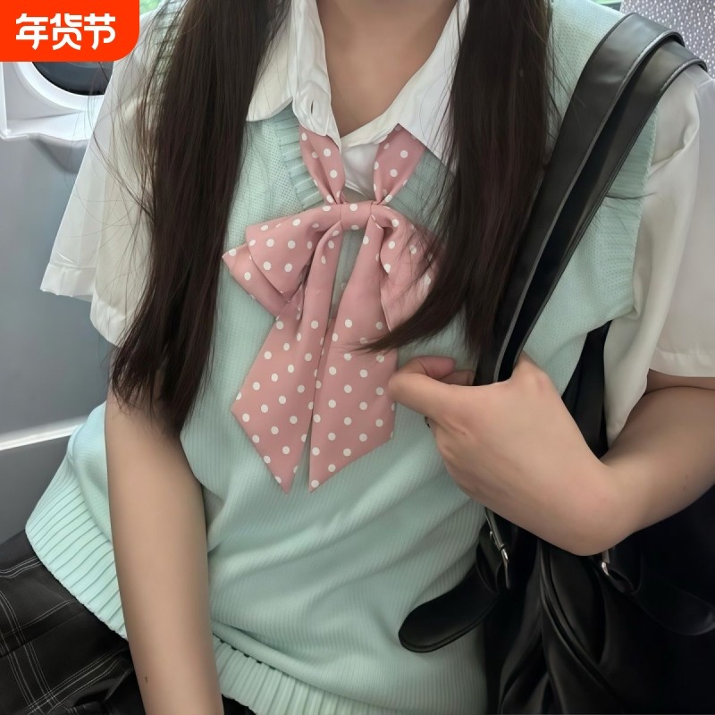 可爱波点蝴蝶学院直条长柄领结水手服蝴蝶结JK制服领花少女学生