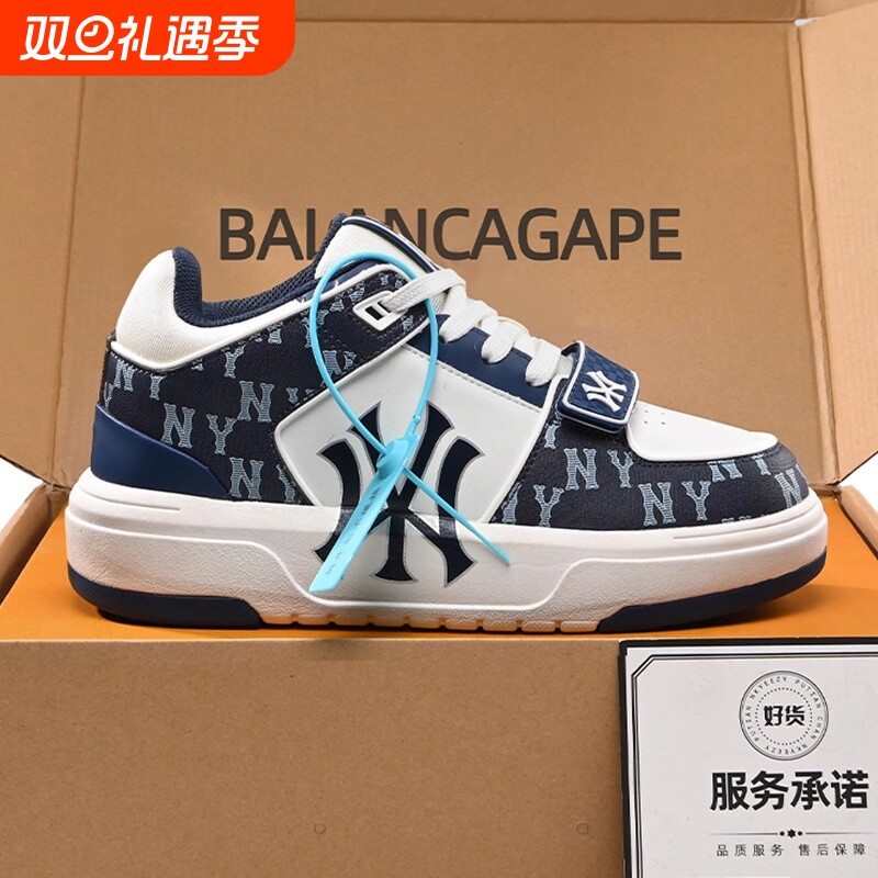 纽约男鞋海军蓝增高鞋2025新款运动休闲鞋女秋季厚底鞋学长鞋洋基