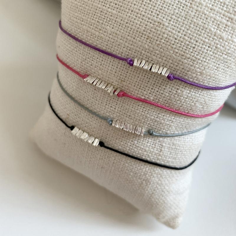 新碎银子抽拉手绳女ins简约小众精致手链叠戴细链编绳手编织