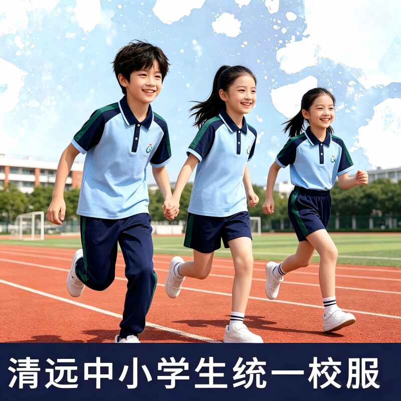 广东清远统一校服中小学生夏季新款运动服男女短袖短裤薄长裤套装