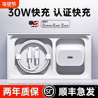 适用苹果30W快充数据线45w快充头iphone17充电器双口充电头13/12/11原双C数据线typecPD装正品插头手机充电器