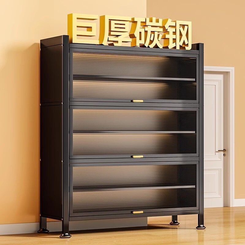 钢制鞋柜防尘入户家用门口玄关柜新爆款大容量铁艺上翻门多层鞋架