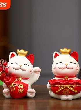 招财猫入户门玄关放钥匙扣收纳摆件置物架装饰品乔迁礼物平安喜乐