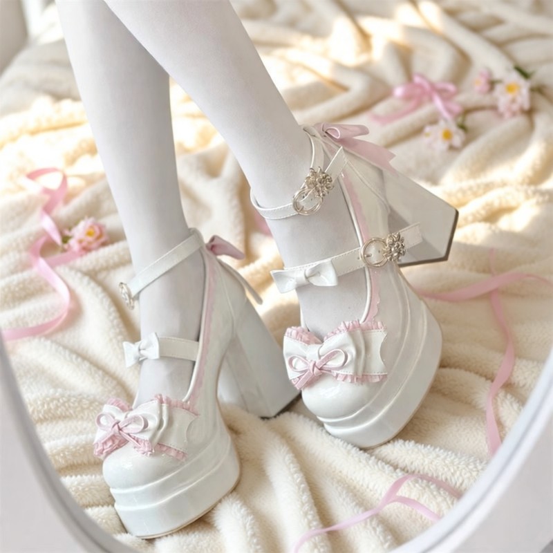 梦幻蝴蝶原创Lolita高跟鞋子女粗跟lo鞋圆头甜美洛丽塔玛丽珍