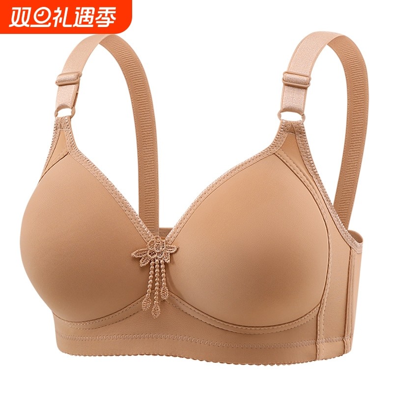 夏季大码薄款女士内衣女无钢圈无磁聚拢提胸罩中老年妈妈高档文胸