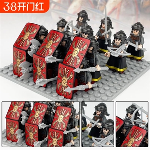兼容乐高中古积木人仔罗马勇士兵骑士兵团盾牌中世纪人仔适用乐高