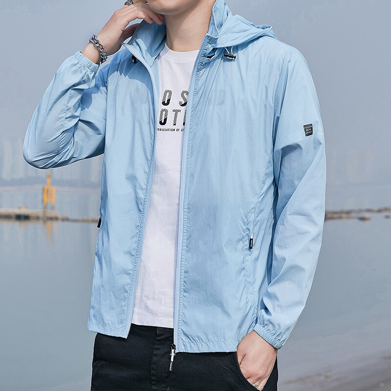 冰丝防晒衣男夏季超薄防紫外线外套户外运动钓鱼防晒服薄款白色