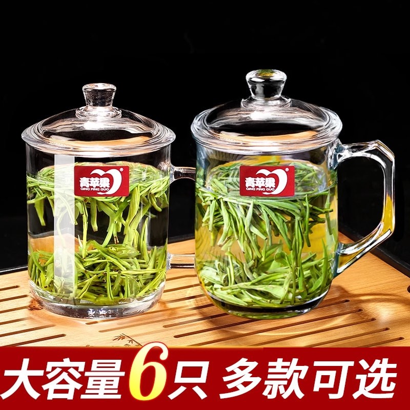 日式耐热玻璃杯家用泡茶杯牛奶带把茶饮杯喝水杯子办公杯子