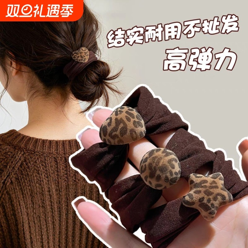 复古豹纹面膜发圈女秋冬新款扎头发皮筋高马尾头绳高弹力内用发绳