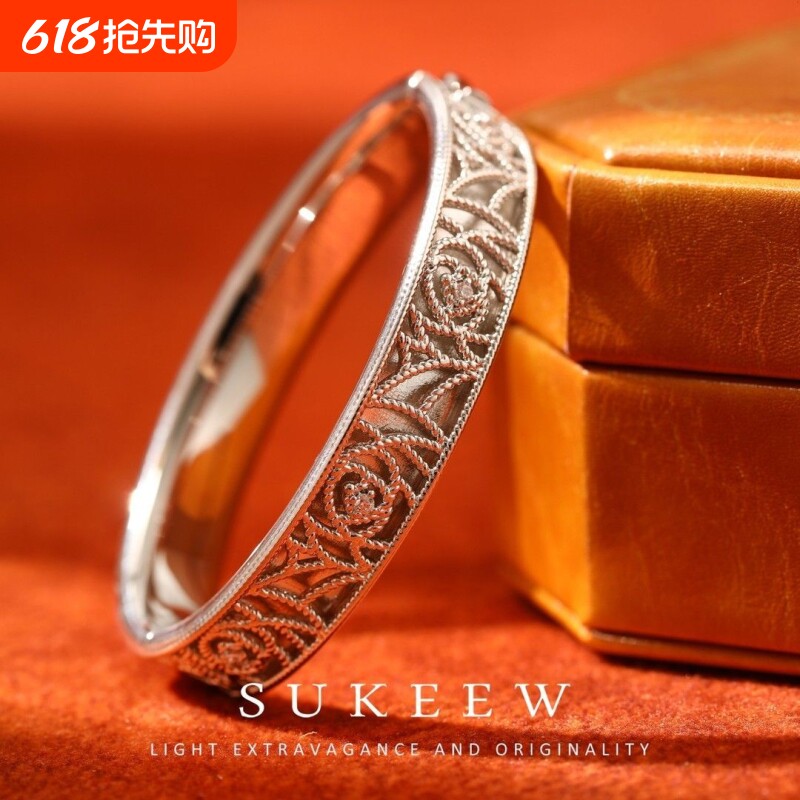 SUKEEW/酥可【花丝金缕】轻奢玫瑰花丝优雅手镯时尚百搭220