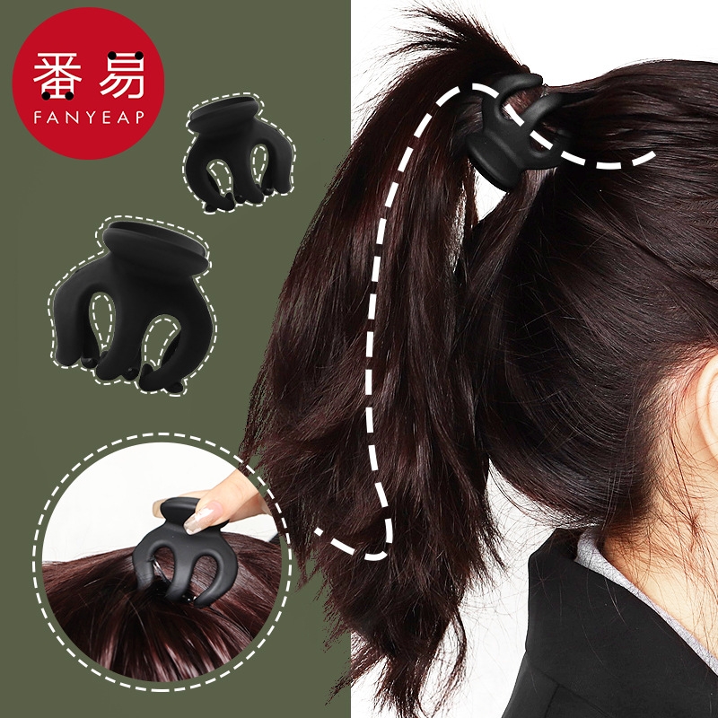 抓夹/高马尾A1pn0-发夹头饰大号固定防塌扎丸子头简约黑色南瓜