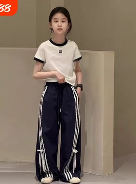 女童2026夏套装儿童装女装夏季短袖t恤夏女夏装上衣休闲白色薄款
