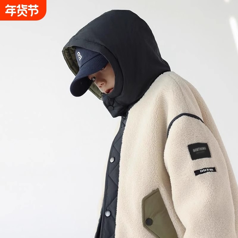 男童春秋冬装毛绒连帽外套夹棉开衫拼接儿童棉衣中大童装棉服白色,童装/婴儿装/亲子装,棉袄/棉服,淘宝优惠券,粉丝福利购,淘宝优惠卷