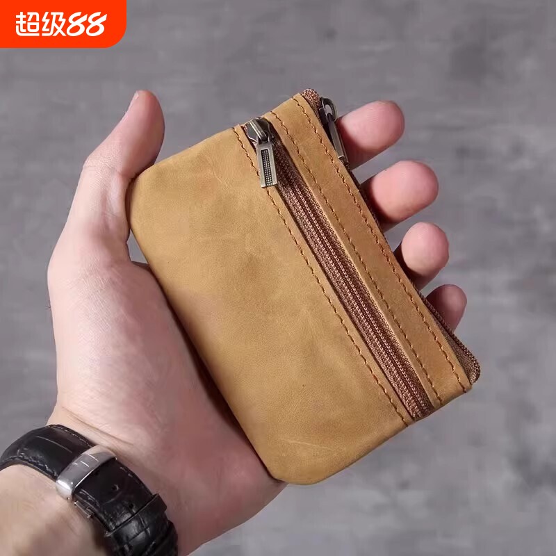 迷你多功能零钱包卡包手工复古男女新款超薄钥匙包硬币证件黑色