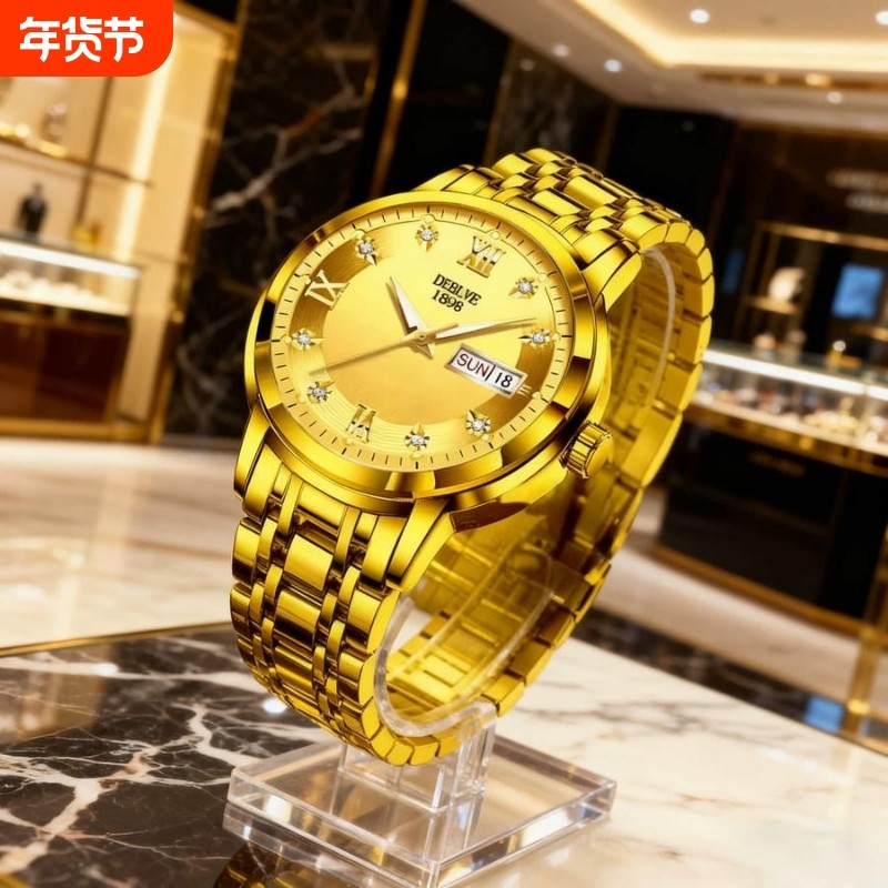 正品瑞士全自动非机械表手表男士学生韩版时尚潮双日历防水表夜光