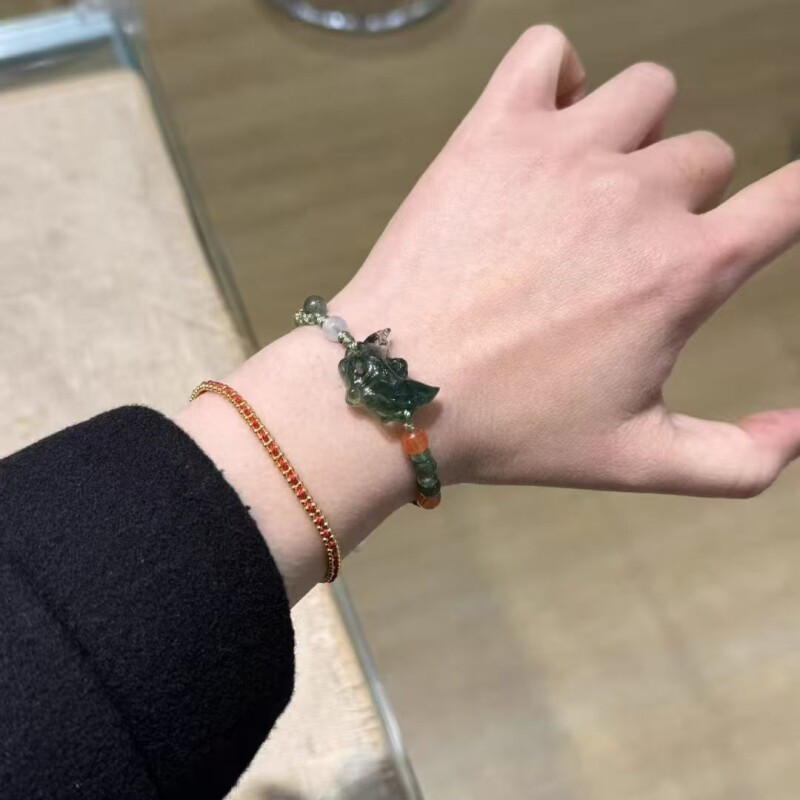 狐狸灵狐面具手绳编织设计感守护高颜值绿色面具手链情侣款森系