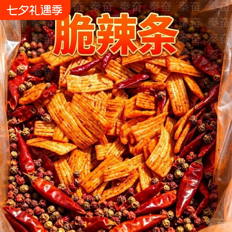 秦奋脆辣片脆辣条非油炸又麻又辣麻辣过瘾必备爆款零食辣味散装