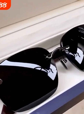 男士太阳镜防紫外线墨镜高清开车钓鱼镜复古眼镜无框防晒驾驶骑行